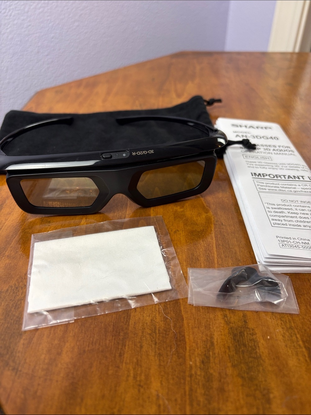 Sharp AN-3DG40 Black Active 3D Glasses - Rechargeable